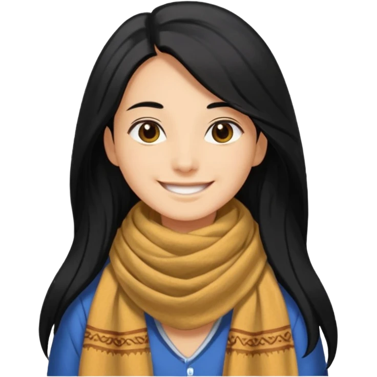 A person with long hair and wearing a kochi scarf  emoji
