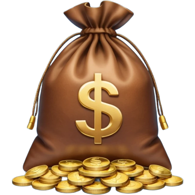 money bag on top of blue coins stack emoji