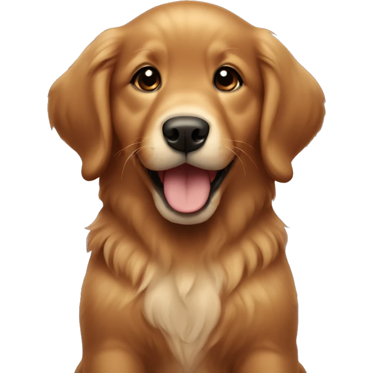A dark red golden retriever puppy smiling  emoji