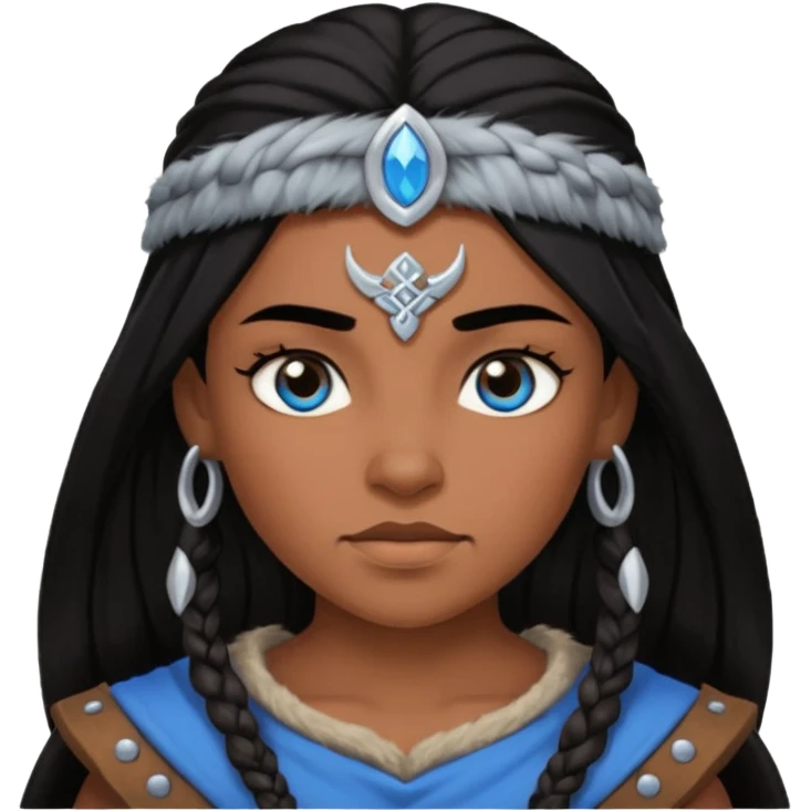 Viking female brown skin slave with blue eyes and black hair  emoji