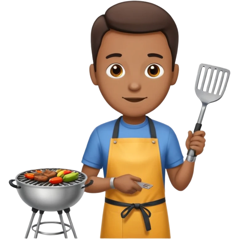 man grilling bbq with grill and apron emoji