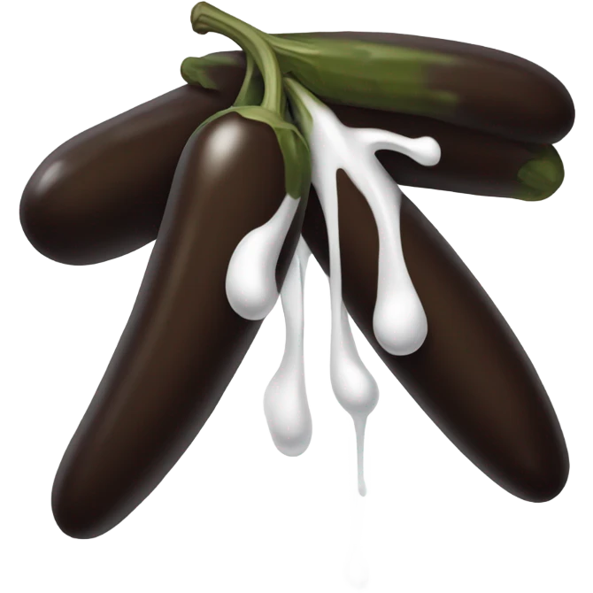 Dark brown long pickle with white paint dripping emoji