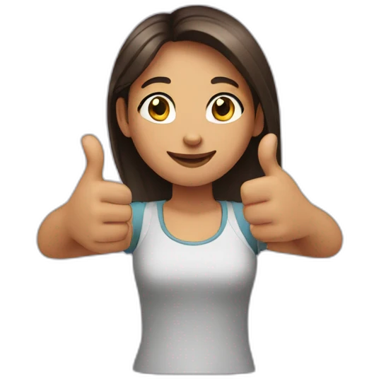 A girl showing thumbs up with both hands emoji