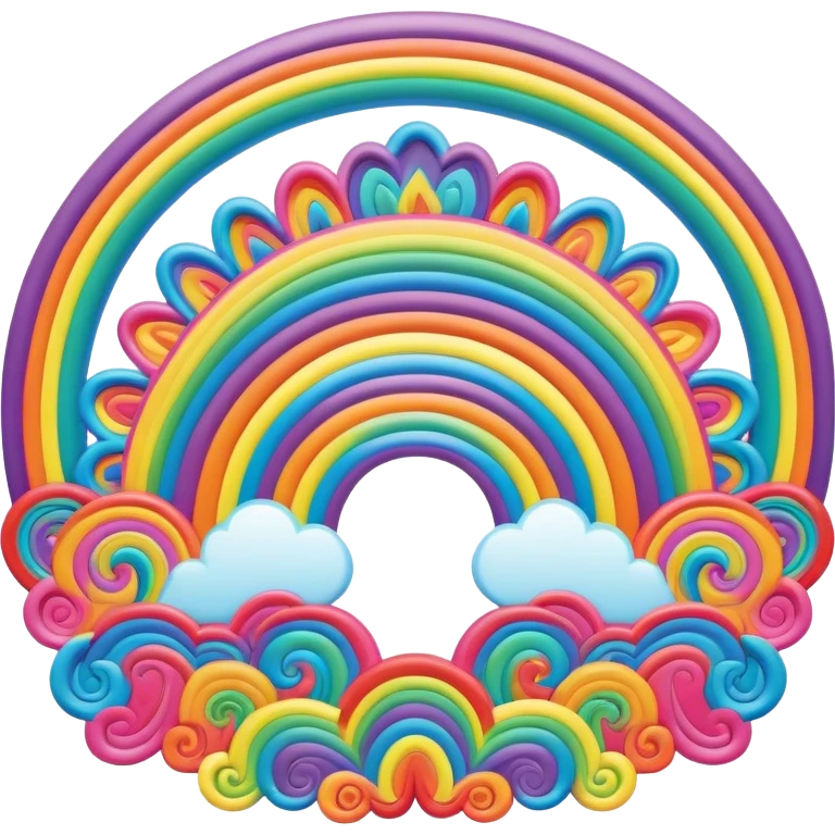 3D, psychedelic rainbow colored hippie style border emoji