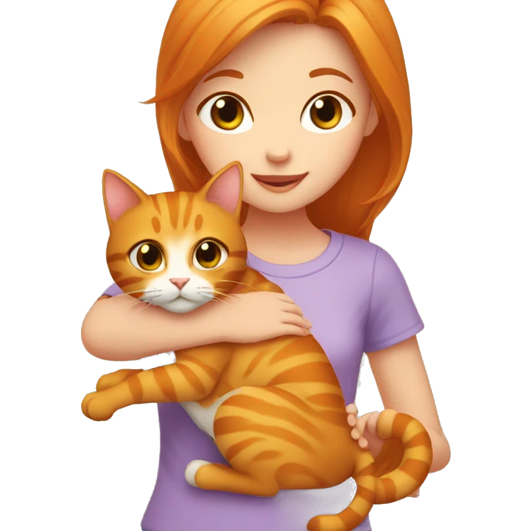 Girl petting ginger cat emoji
