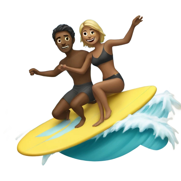 Couple surfing together emoji