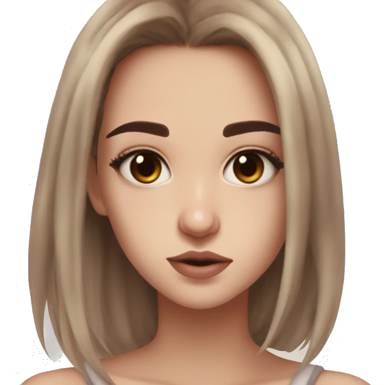 The cute girl have a brown eyes medium brow hair and medium lips aesthetic girl emoji