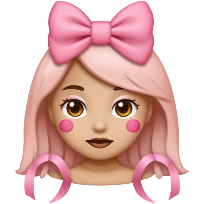 Emoji with pink bows and blushing  emoji