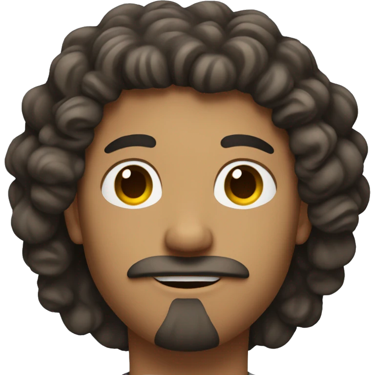 Guy with long curly hair with mustache and goatee emoji