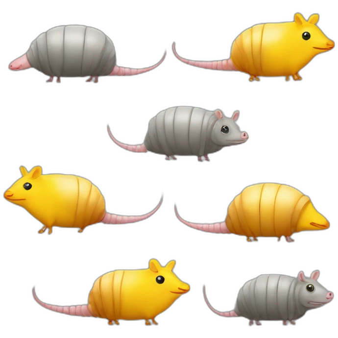 Gray pig armadillo centipede insect with yellow duck face emoji