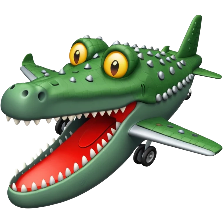 Un avions com cara de cocodrlilo i el cuerpo gris emoji