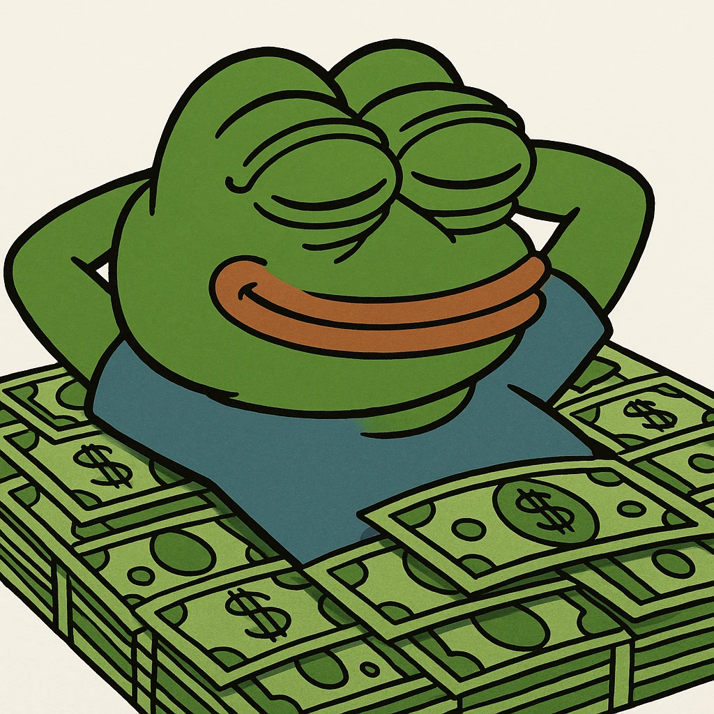 happy person napping on mattress of money emoji