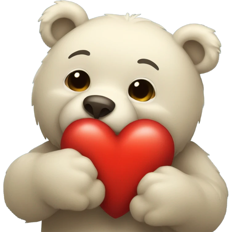 Bear hug a red heart emoji