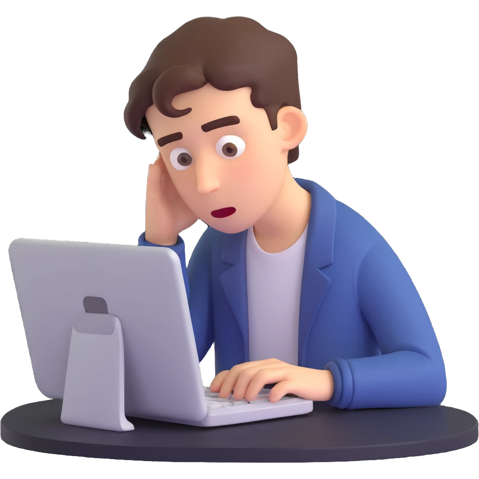 programmer in panic, typing frantically, worried expression emoji