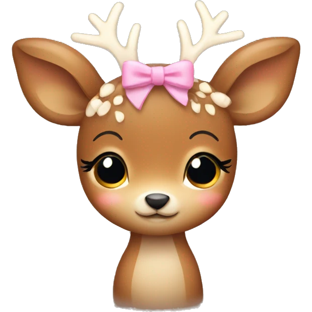 cute little deer with bows on their heads hugging emoji