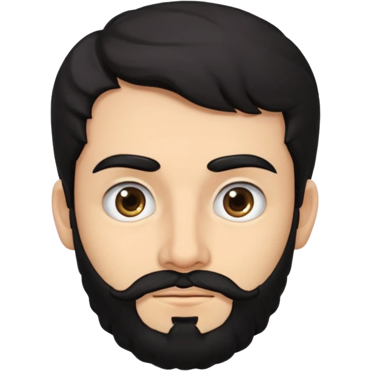 young fair skin Pakistani man with black beard wavy hair and squinted eyes and thick eyebrows emoji