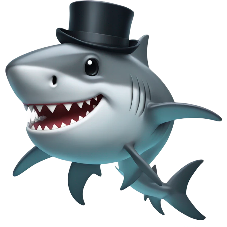Shark with a top hat emoji