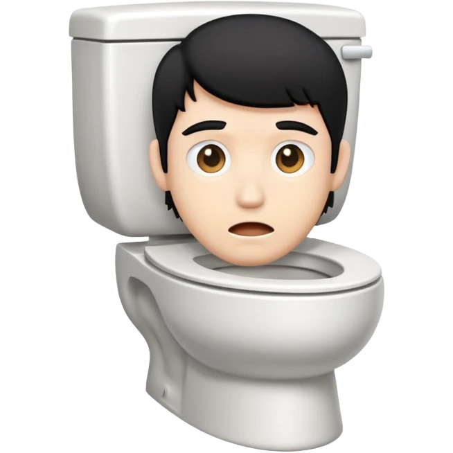 Make a toilet with a head coming out of it the head and a is a white male with black hair emoji