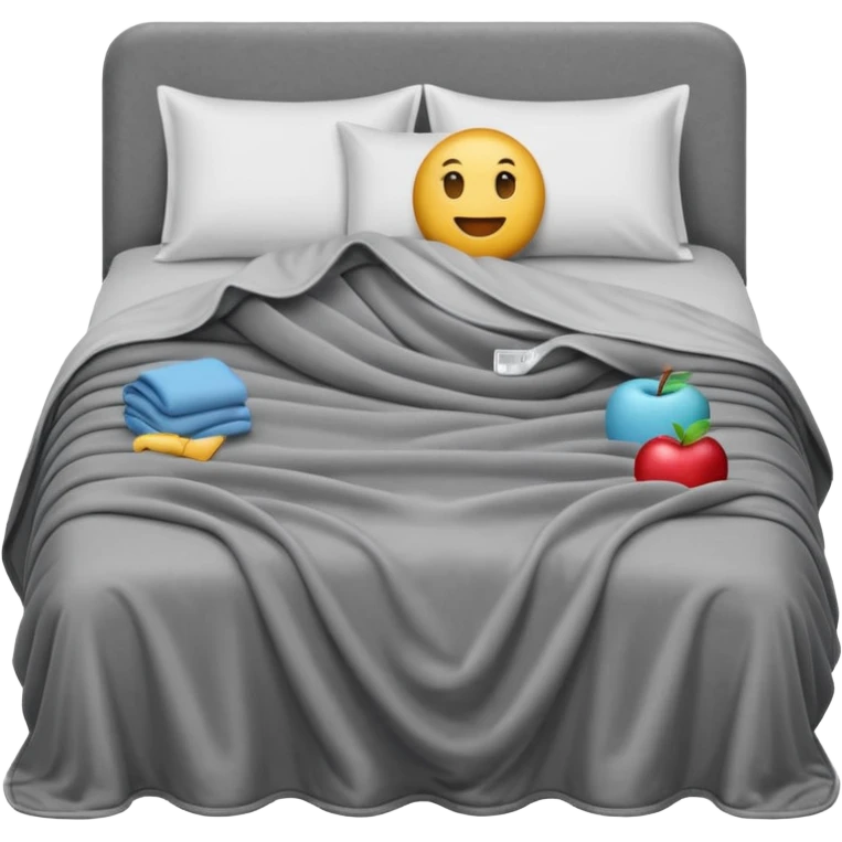 weighted blanket draped over a bed, soft and comforting, apple style emoji emoji