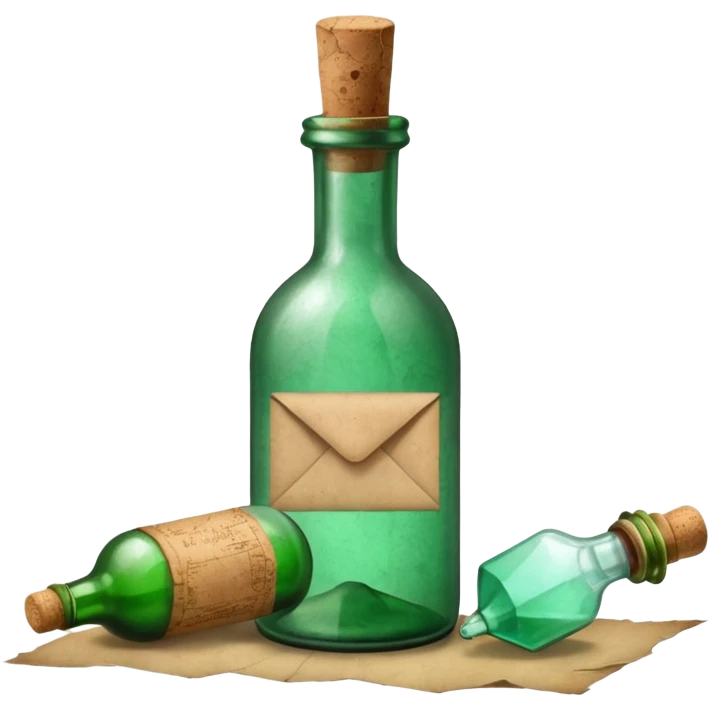 Message letter paper inside green Bottle emoji