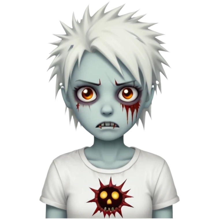 zombie girl with spiky emo hair and white shirt emoji emoji