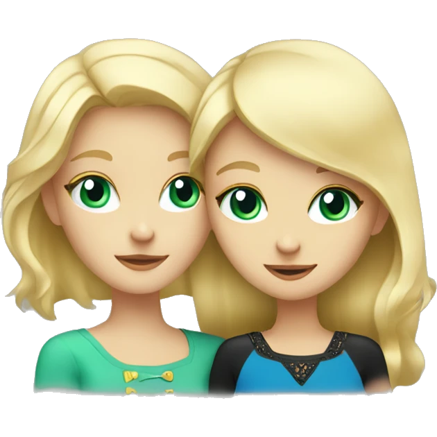 blonde with blue eyes girl hugs a black cat with green-yellow eyes emoji