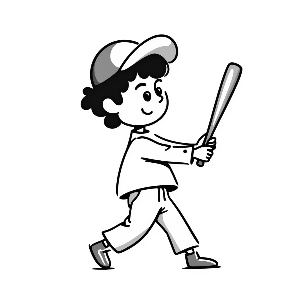 Simple sketch of a boy with a baseball cap emoji
