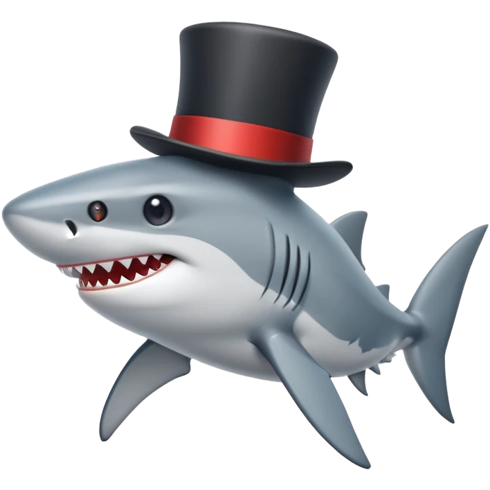Shark with a top hat emoji