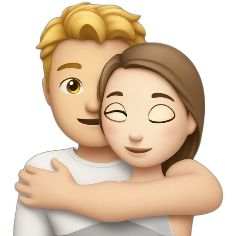 white skin guy is hugging a girl emoji