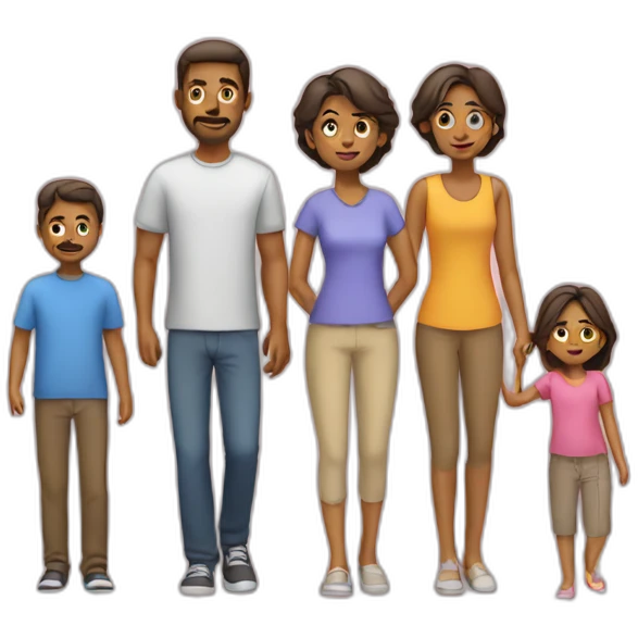 Family with 4, father, mother, teenager boy, small girl emoji