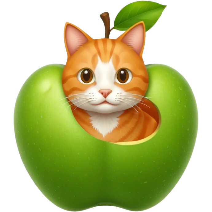 cat in apple funny emoji