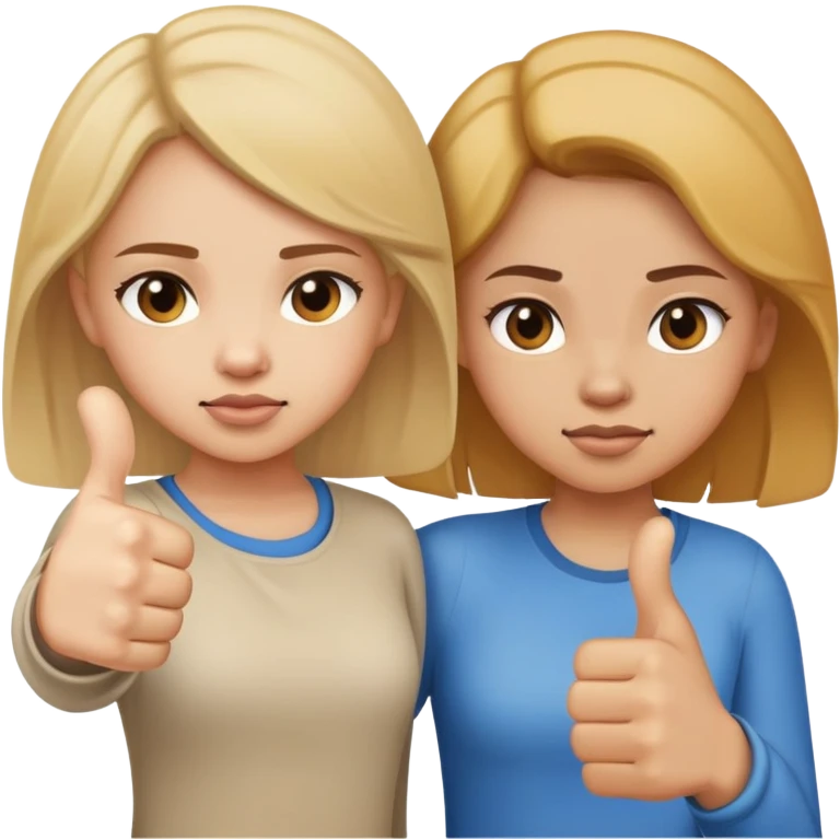 Girl with one hand giving thumbs up and the other hand giving thumbs down, showing mixed feelings emoji