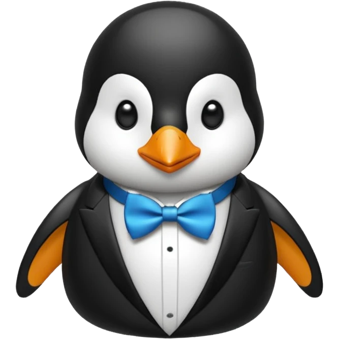 penguin with bow blue tie  emoji