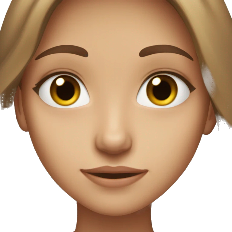 girl with hazel eyes, brown long hair, skinny face  emoji