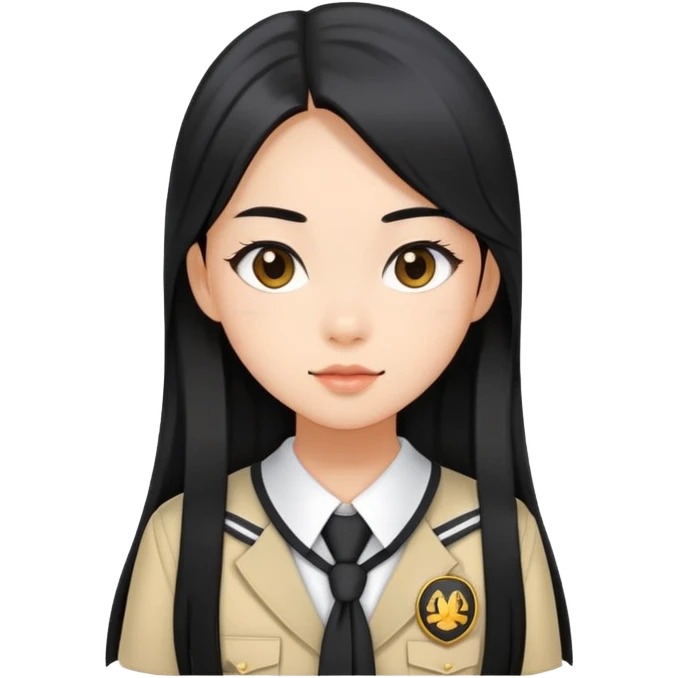trendy schoolgirl with Asian skin, straight black long hair, chic uniform emoji