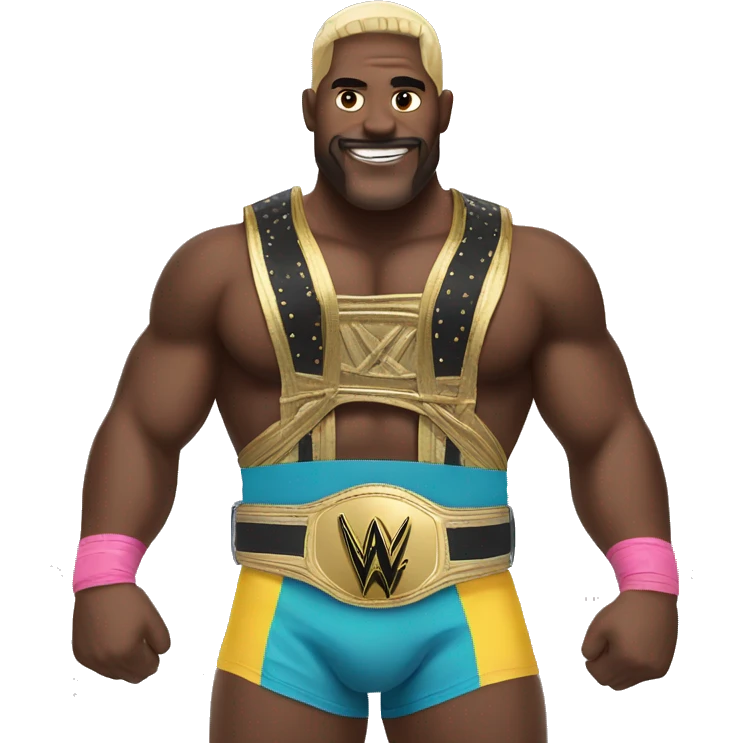Wrestler wearing wwe belt emoji