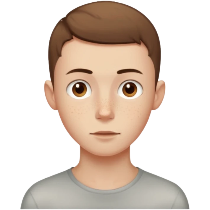 a skinny pale boy with very short buzzcut brown hair and a bit of freckles emoji
