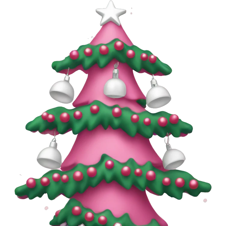 A pink Christmas tree with white bells emoji