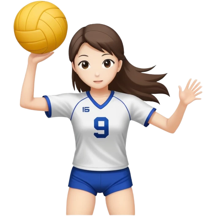 Japanese high school girl in sports uniform playing volleyball emoji