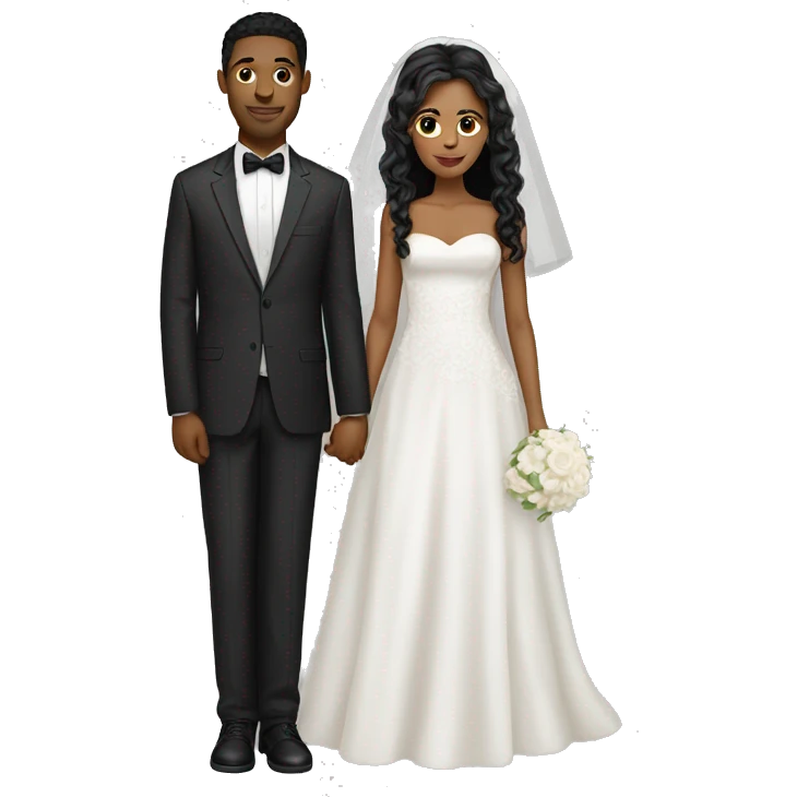 wedding white couple light skin dark hair emoji