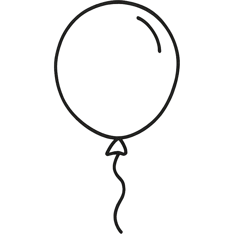 hand-drawn outlined balloon, playful emoji