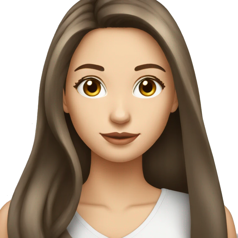 femme cheveux long lisse brune visage blanc emoji