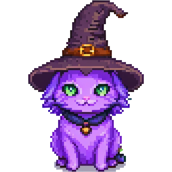 purple witch cat with a hat emoji