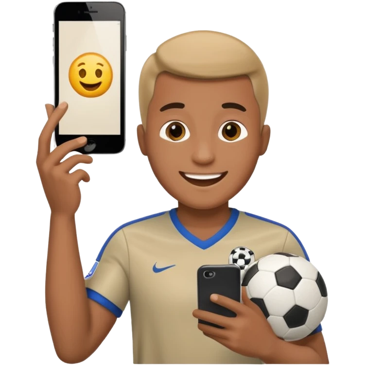 happy soccer fan looking at his phone emoji