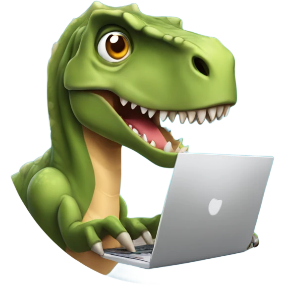 A dinosaur with a laptop in his hands emoji