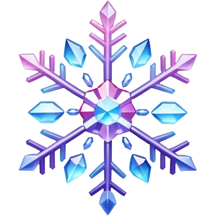 Gradient iridescent Pastel Pink violet blue white crystal gemstone snowflake  emoji