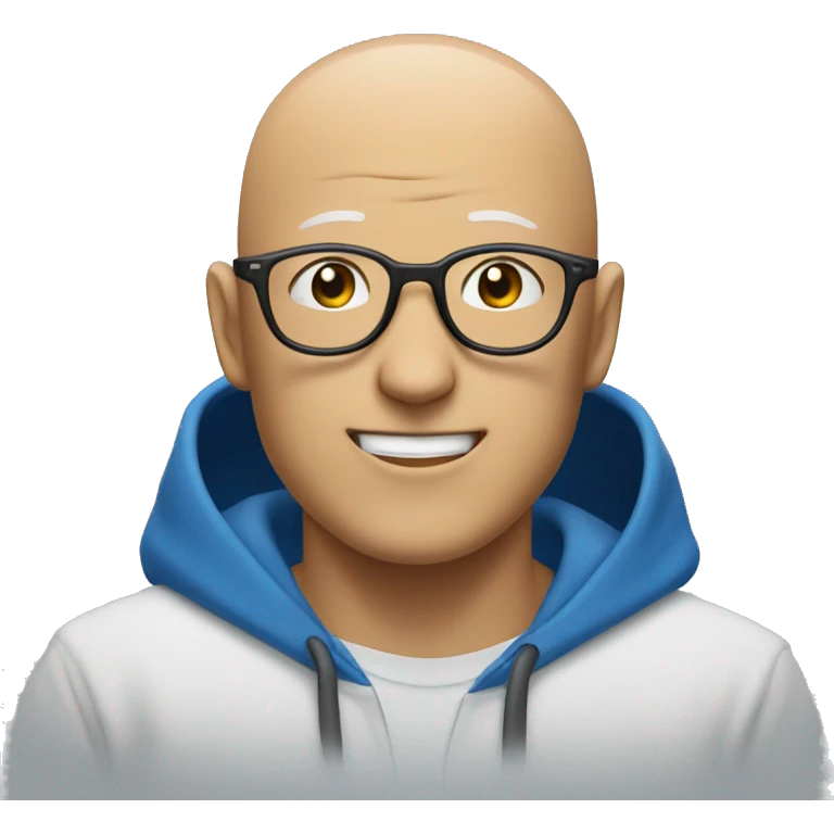 saitama smiling wearing glasses and blue hoodie emoji