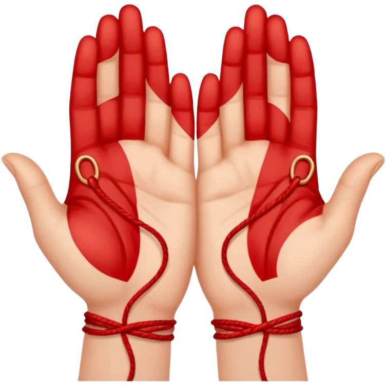 Two hands connect with red thread emoji