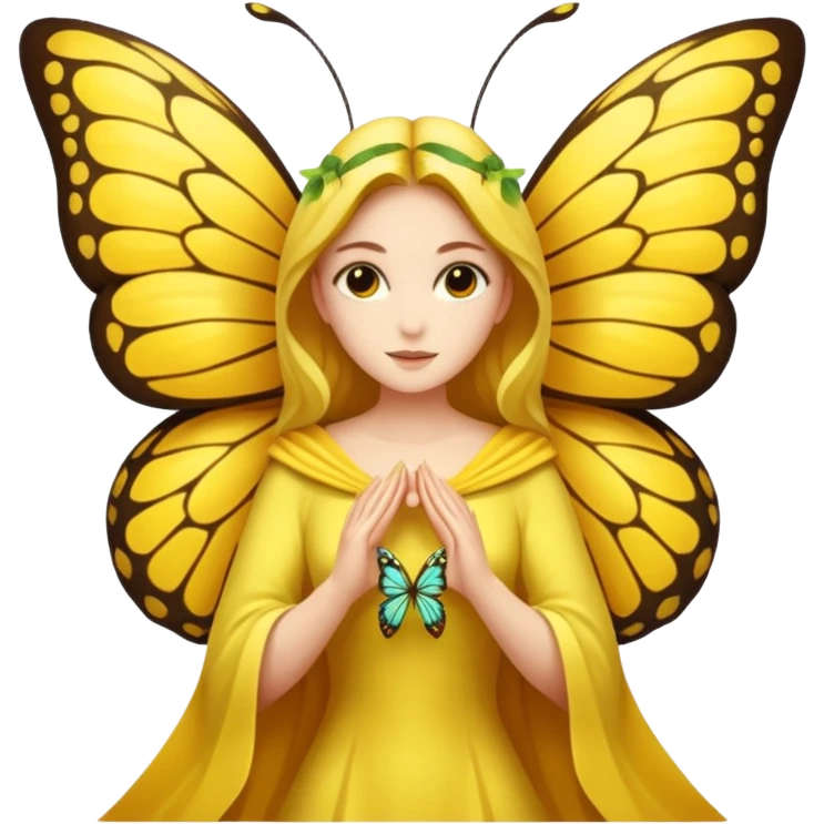 nature spirit woman dressed as butterfly herald yellow, wing sleeves spread emoji