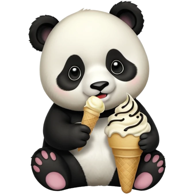 Panda eating ice cream emoji